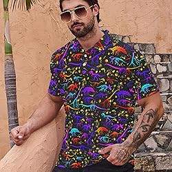 Xdceu Men's Dinosaur Golf Polo Shirt Dinosaur Golf