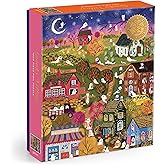 Galison Spooky Village – 1000 Piece Foil Joy Laforme Jigsaw Puzzle Featuring Spooky Artwork of Ghostly Village During Halloween
