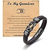 Gifts for New Dad Grandpa Uncle Bonus Son Grandson Brother Nephew Friends, Braided Leather Bracelet, Fathers Day Birthday Valentines Christmas Graduation Gifts for Men Boys
