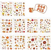 844Pcs Fall Stickers, Self-Adhesive Die-Cut Autumn Pumpkin Stickers Crafts | Copperplate, 30 Sheets, Thanksgiving Sticker for Thanksgiving Crafts Autumn Party Scrapbooking Water Bottles Decorations