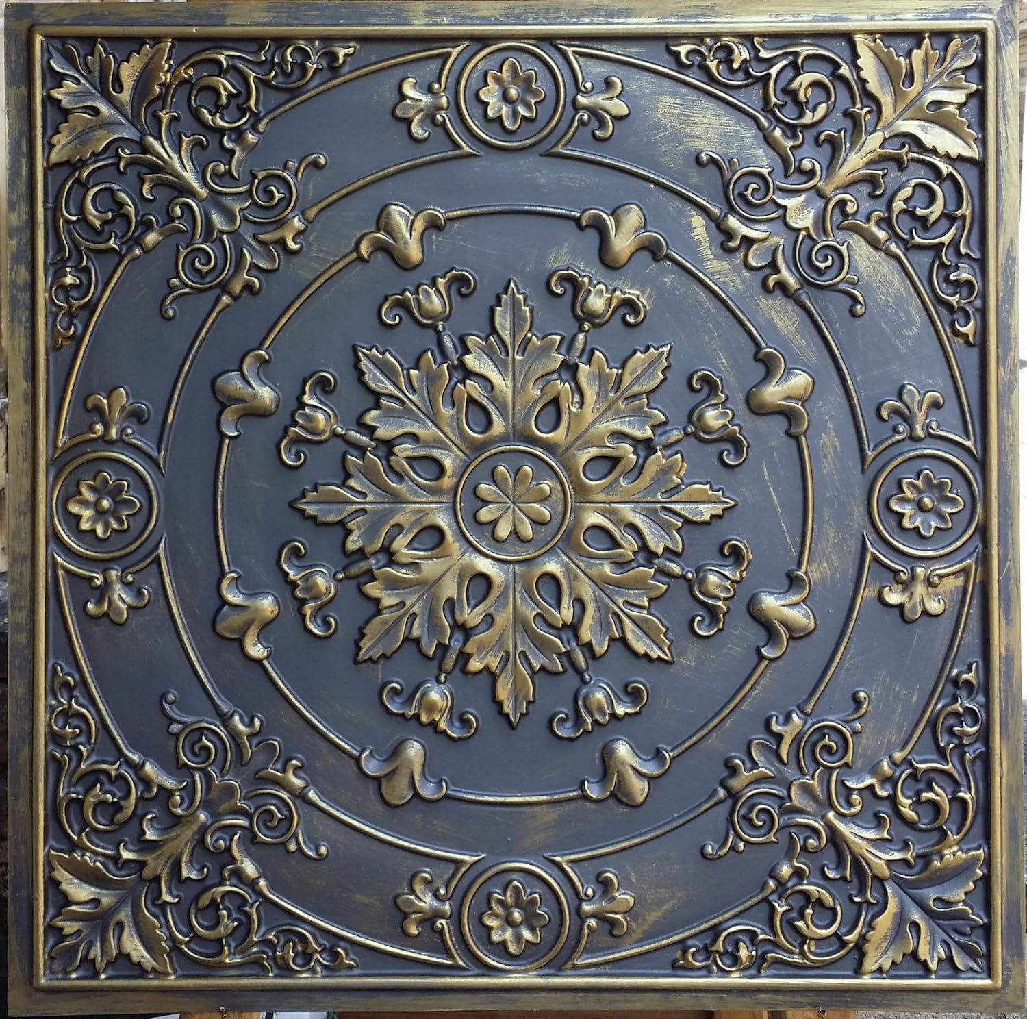 Pl18 Faux Paint 3d Ceiling Tiles Ancient Gold Embossing Cafe Pub