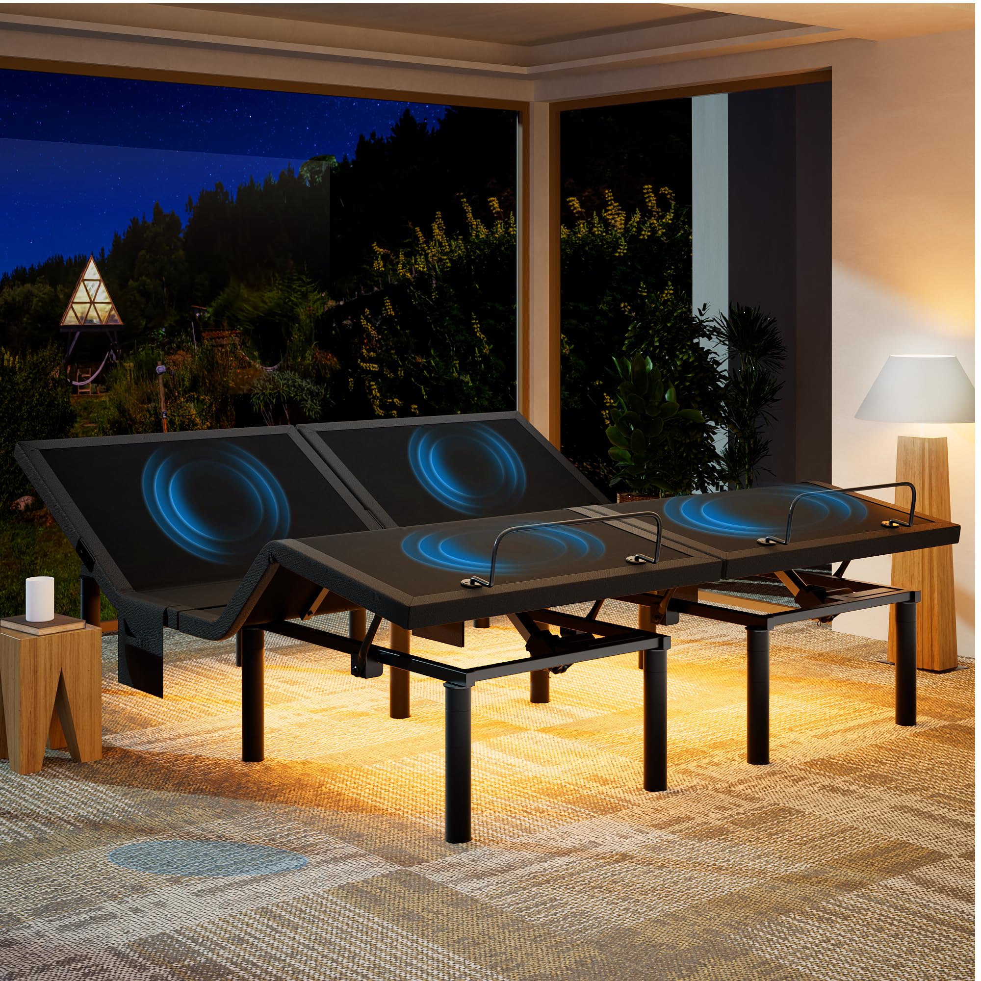 Photo 1 of **MISSING PARTS - See Clerk Notes**
Marsail NS1 **SPLIT KING** Adjustable Bed Base with Massage- Smart Dual Motor Bed Frame with Wireless Remote, 3-Min Assembly, 4 USB Ports, Zero Gravity & Anti-Snore Mode