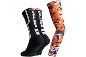Forever Fanatics Basketball Socks For Men & Boys Crew Socks With Basketball Arm Sleeve - Made in USA