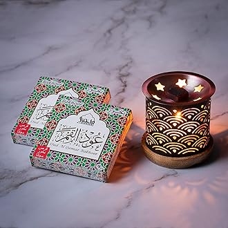 Oud Al Qamar Bakhoor Set by Dukhni | 2 x 9 Piece each & Rainbow Bakhoor Burner | Arabic Bakhoor Incense | Floral Oud Blend | Perfect for Prayer Time | To Relax & Meditate