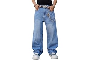 MZNBURAM Men's Super Baggy Jeans - Wide Leg Loose Fit Denim Pants Y2K Hip Hop Streetwear Skater Casual Trousers
