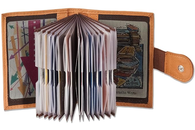 Rimbaldi® XXL-Kreditkartenetui mit 20 Kartenfächern aus weichem, naturbelassenem Rindsleder in Natur, Beige