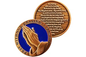 LOGOS COINS The Lord's Prayer and Pray Without Ceasing, Antique Gold-Color Plated Challenge Coin, Our Father Who Art in Heaven Matthew 6:9-13 Gift