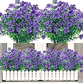 8 Bundles Outdoor Artificial Fake Flowers,UV Resistant Fake Flower No Fade Faux Plants Plastic Flowers for Home Inside and Outside Garden Patio Decor(Purple)