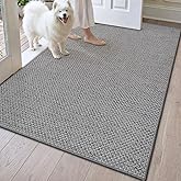 DEXI Ultra Thin Door Mat Indoor Entrance 35x56, Non Slip Rubber Backed Entryway Mats Dirt Trapper, Low Profile Front Doormat for Inside Entry, Patio, Porch, Grey