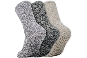 Daventry Thick Fuzzy Grip Socks | Slipper Socks for Women and Men | Warm Non Slip Hospital Socks | Cozy Grippy Fluffy Winter 
