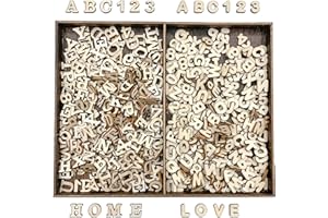 CREGUGUA 592 Pieces 1/2 Inch Mini Wooden Alphabet Letters and Unfinished Wood Numbers with Rustic Storage Tray for Scrapbooking DIY Crafts Homemade Gifts