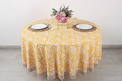 Ridhi Saffron Yellow 100% Cotton Round 60