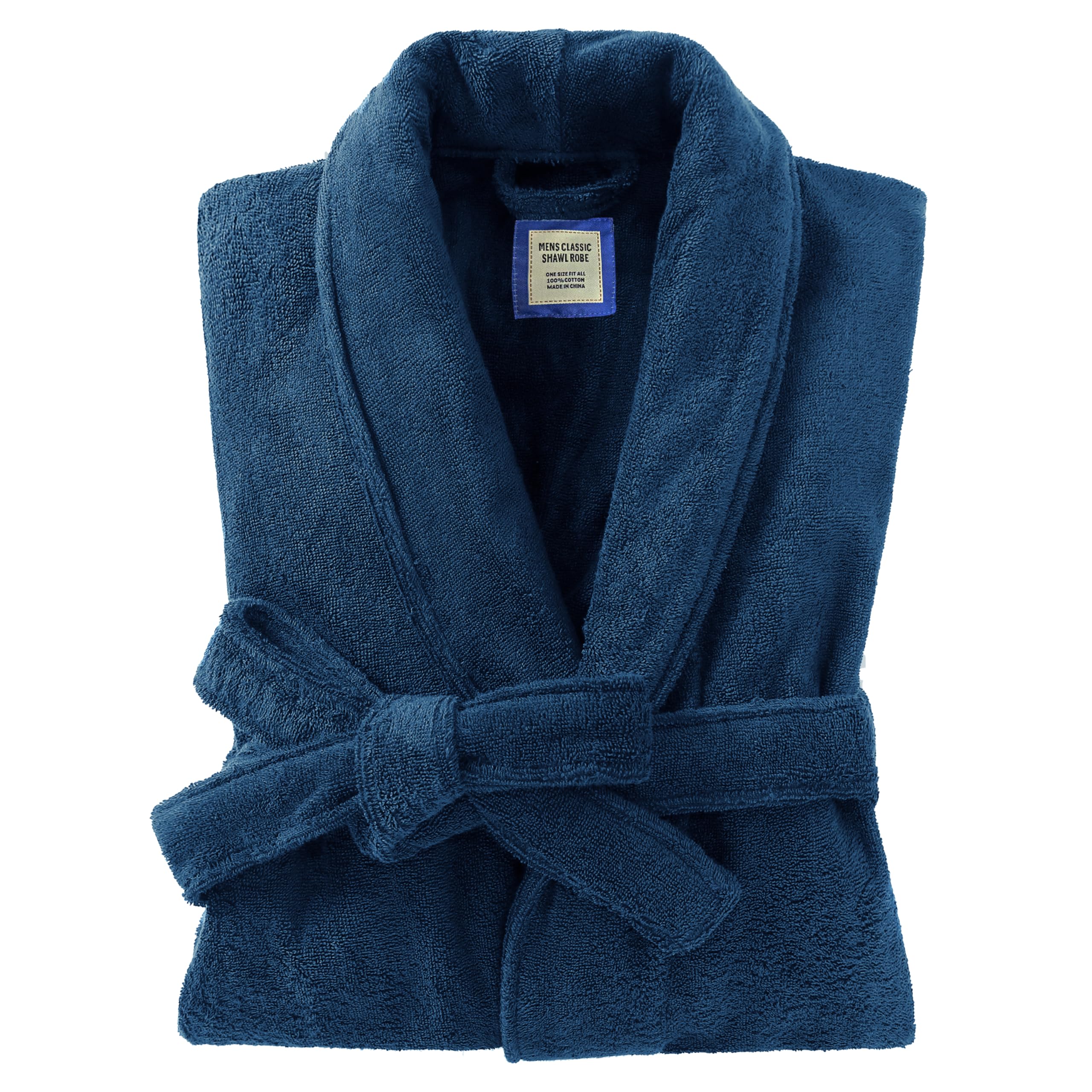 Photo 1 of UTJZIB Men's Robe,Pure Cotton Robe for Men,Absorbent Bathrobe,Luxurious Terry Cloth Bathrobe with Shawl Collar (US, Alpha, Large, X-Large, Regular, Regular, Elegant Blue)