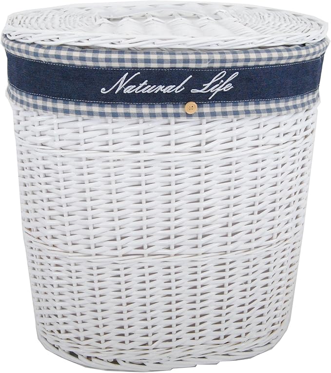 Korb-Set Weide/weiß mit Futter (Wäschekorb klein 44x30x48): Amazon.de