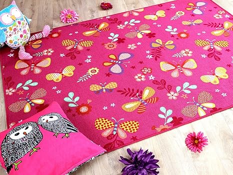 Snapstyle Kinder Spiel Teppich Schmetterling Pink in 24 Größen