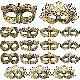 Yunsailing 15 Pcs Masquerade Masks Venetian Antique Masks with Strap for Women Men Carnival Prom Party