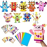 WATINC 9Pack Monster Hand Puppets Art Craft Paper Sock Puppet Toys DIY Making Your Own Puppet Kits Early Learning Classroom F