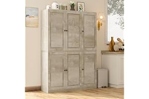 IRONCK Kitchen Pantry Storage Cabinet 47.2" W x 69" H, 6 Doors Large Storage Modern Food Pantries with 8 Shelves and Door Rack, Cupboard for Living Room Dining Room, Rustic Maple