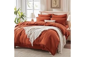 Andency King Size Comforter Set with Sheets Burnt Orange - 7 Pieces Bed in a Bag Boho Soft Lightweight Bedding Sets, Terracotta Rust Tassel Bed Set with Comforter, Sheets, Pillowcases & Shams