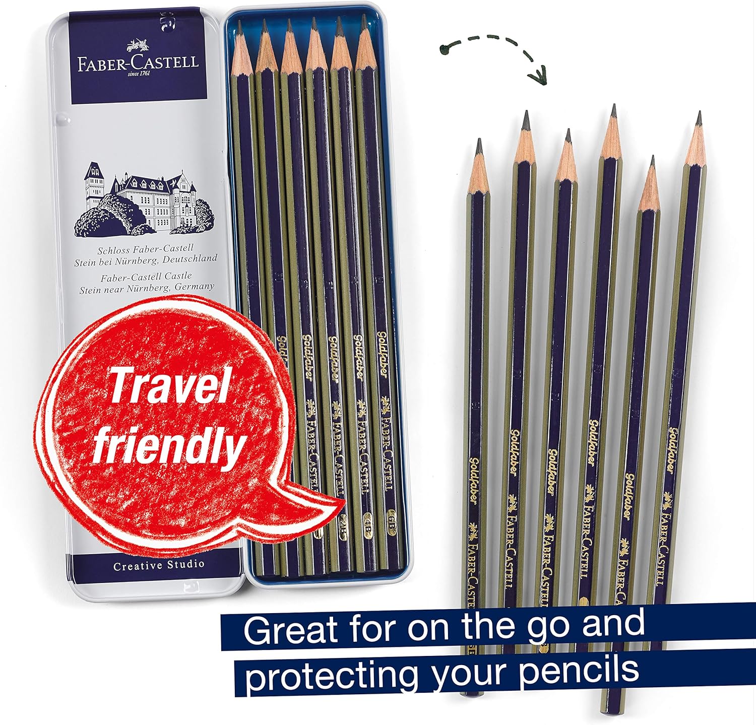Faber-Castell Creative Studio Graphite Sketch Pencil Set – 6 Graphite Pencils (2H, HB, B, 2B, 4B, 6B): Toys & Games