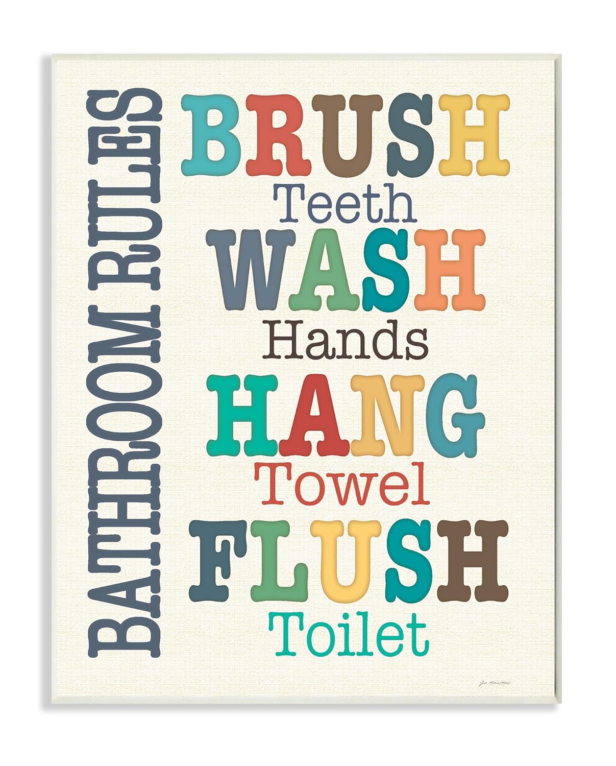 The Stupell Home Decor Collection Colorful Bathroom Rules Typog Wall Plaque Art, 10 x 0.5 x 15, Proudly Made in USA - wrp-1099_wd_10x15