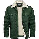 TACVASEN Men's Corduroy Jacket Fleece Sherpa Lined Winter Coats Warm Cotton Casual Trucker Cargo Jacket with Multi Pockets