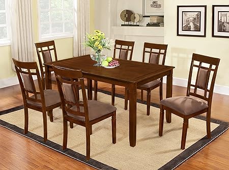 7 Pc Brand New Cherry Finish Solid Wood Dining Table Set Table And 6 Chairs Amazon Co Uk Kitchen Home