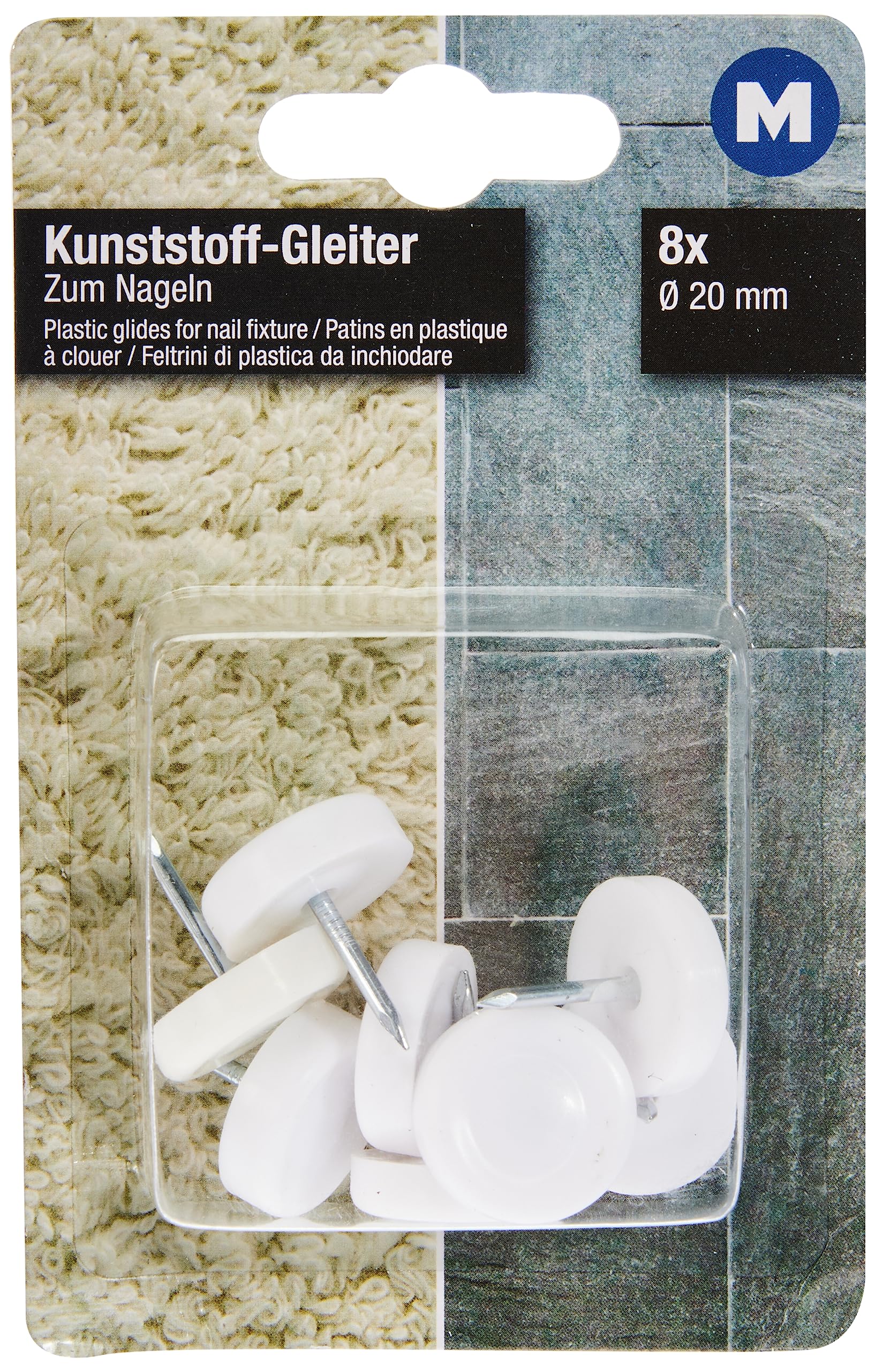 Meister 161191 Furniture Glides Plastic with Pin Diameter 20 mm Set of 8 644426 — image 1