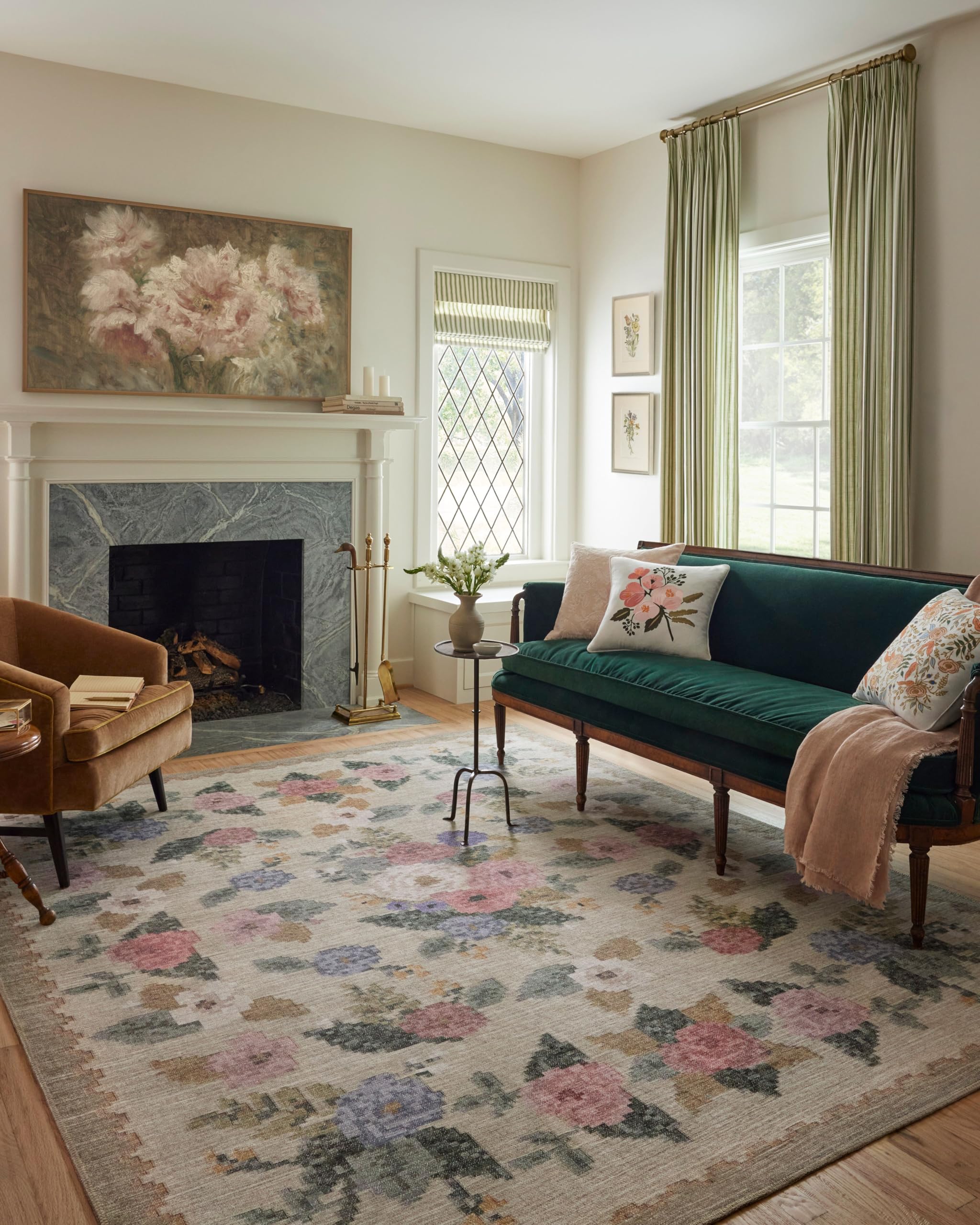 Photo 1 of Loloi Rifle Paper Co. Rosa Collection RSA-02 Cream/Multi 5'-0" x 7'-6" Area Rug