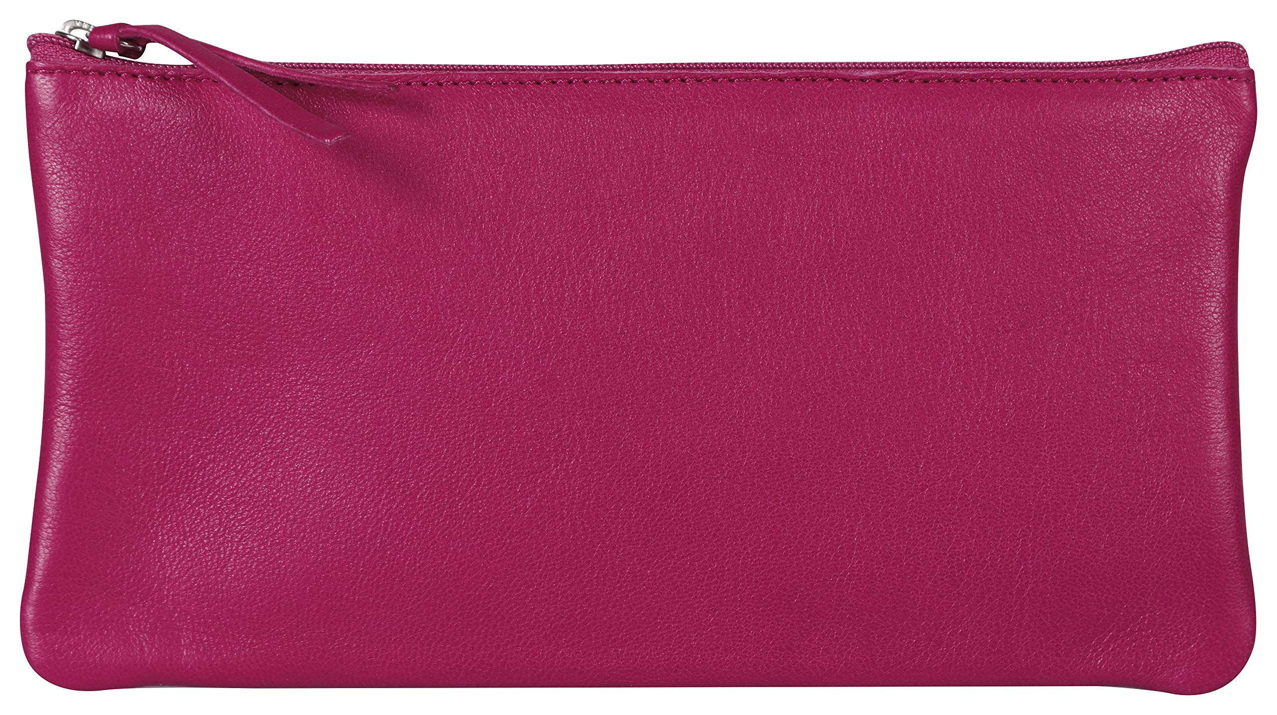 Clairefontaine 410168C - Genuine Lambskin Flat School Pencil Case Raspberry - Dimensions: 22x11 cm - School Supplies - Coloured Pencil Case - Pencil Tray