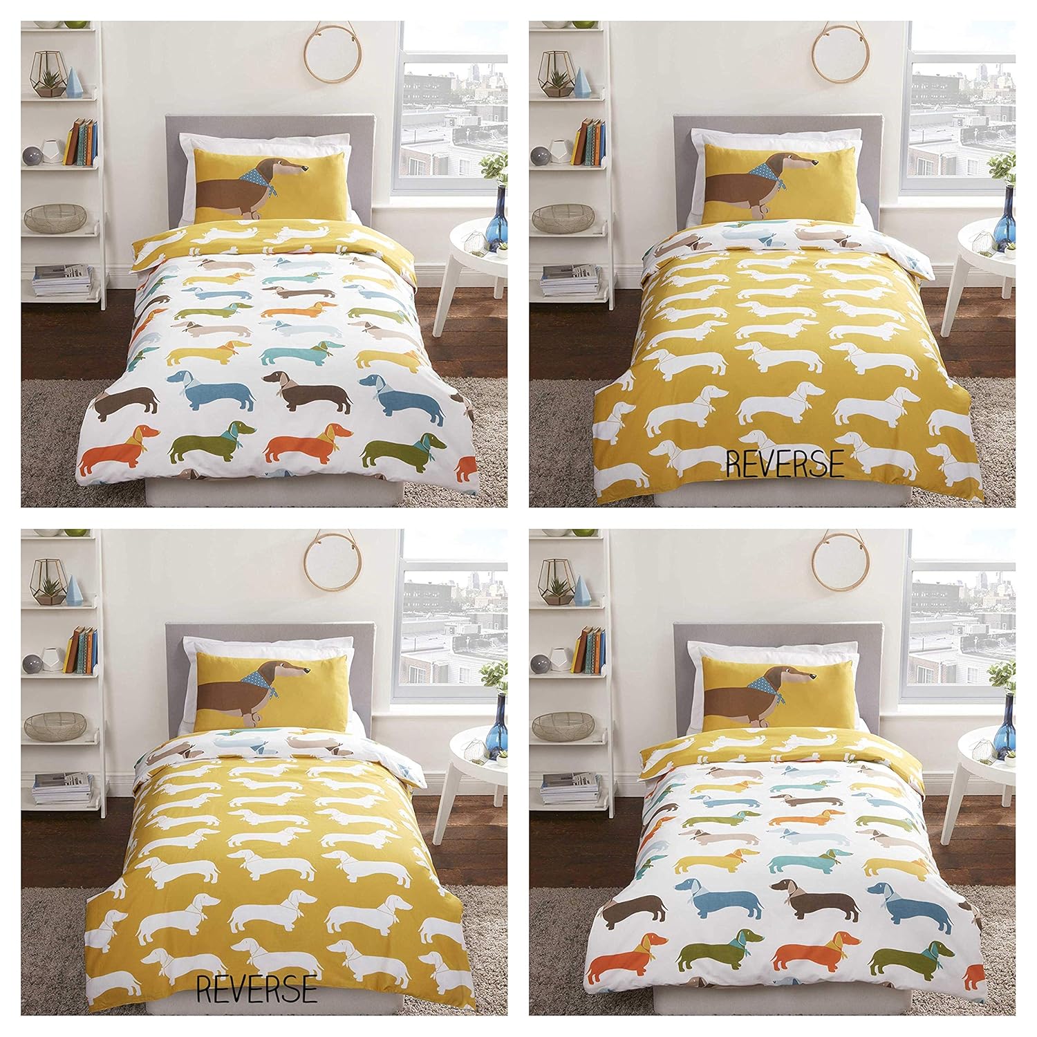 Bedding Heaven Sausage Dog DACHSHUND Duvet Cover Multi Colour. Single