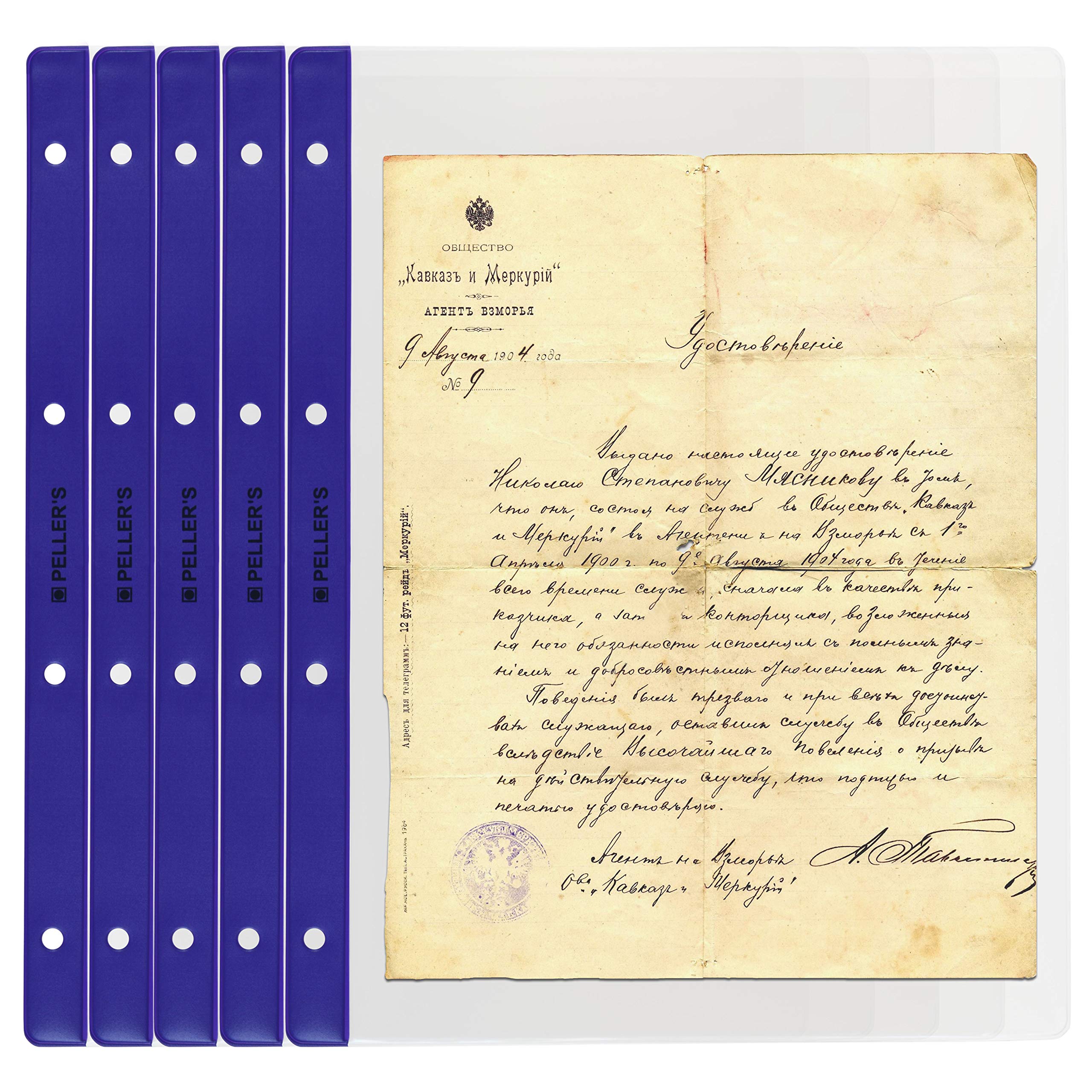 10 Collectors Sleeves, 1 Pocket 8.62" X 11.81" (219mm X 300mm) On Each Page, for Documents & Banknotes. Album XL Pages Refill