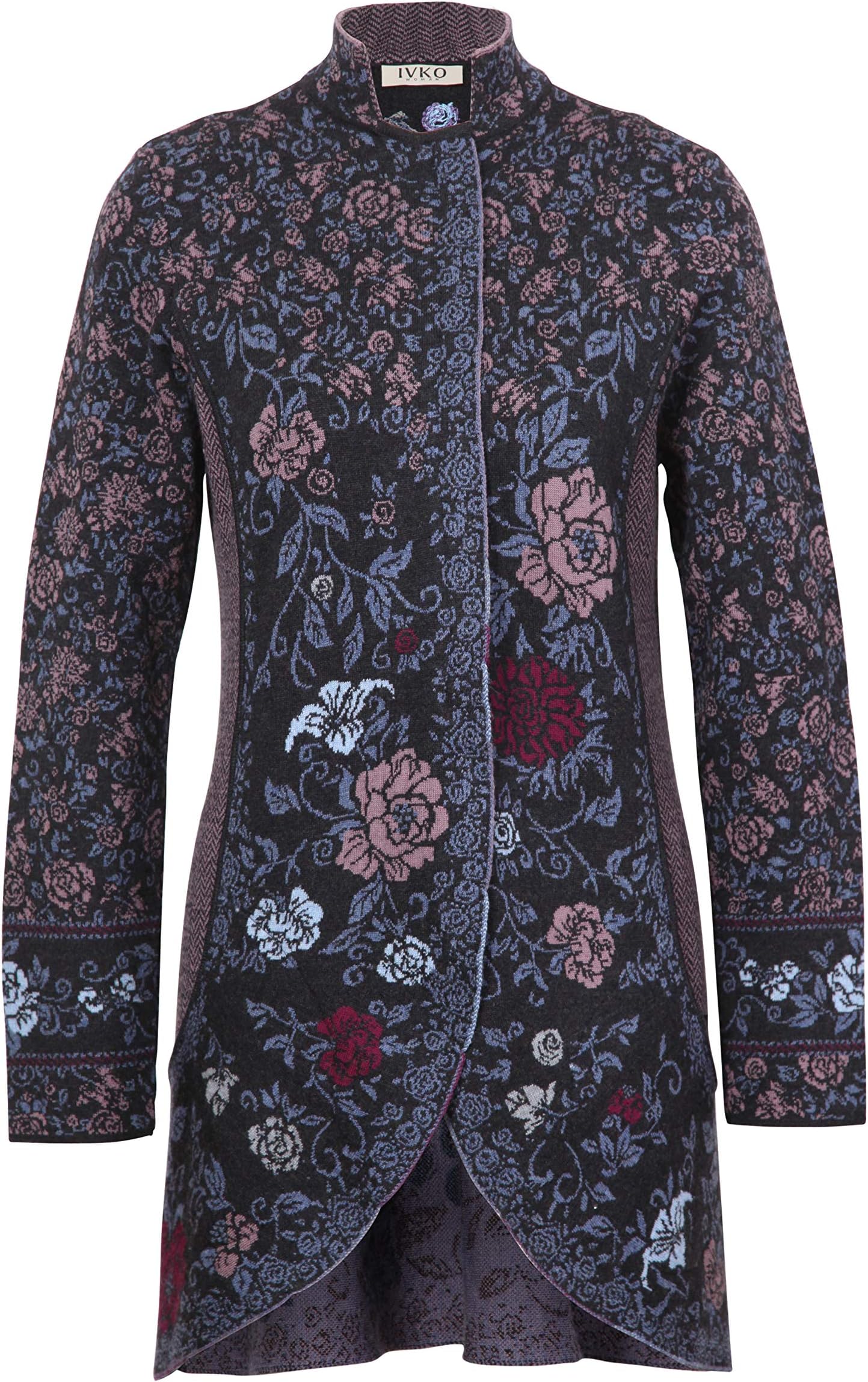 IVKO Merino Wool Long Jacket with Embroidery 82509 (Anthracite)