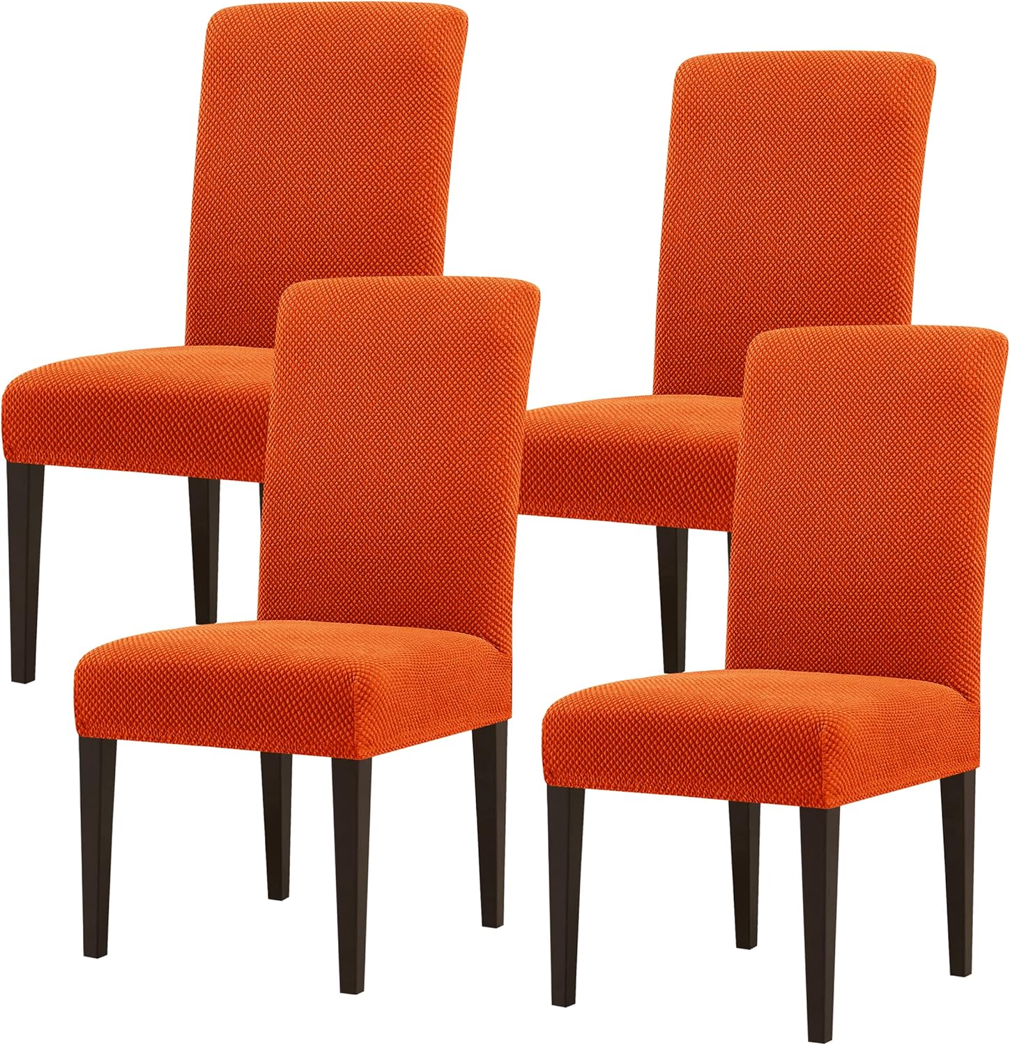 Slipcovers - SUBRTEX Dining Room Chair Slipcovers Parsons Chair Covers Set of 4 Stretch Dining Chair Covers Removable Washable Kitchen Chair Covers Chair Protector Covers for Dining Room,Party,Hotel(Orange)
