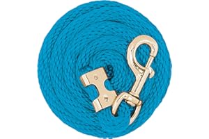 Weaver Equine Value Poly Lead Rope, Hurricane Blue, 8' Horse Lead Rope with Brass Plated 225 Snap, Soft Comfort Grip, Barn Ho
