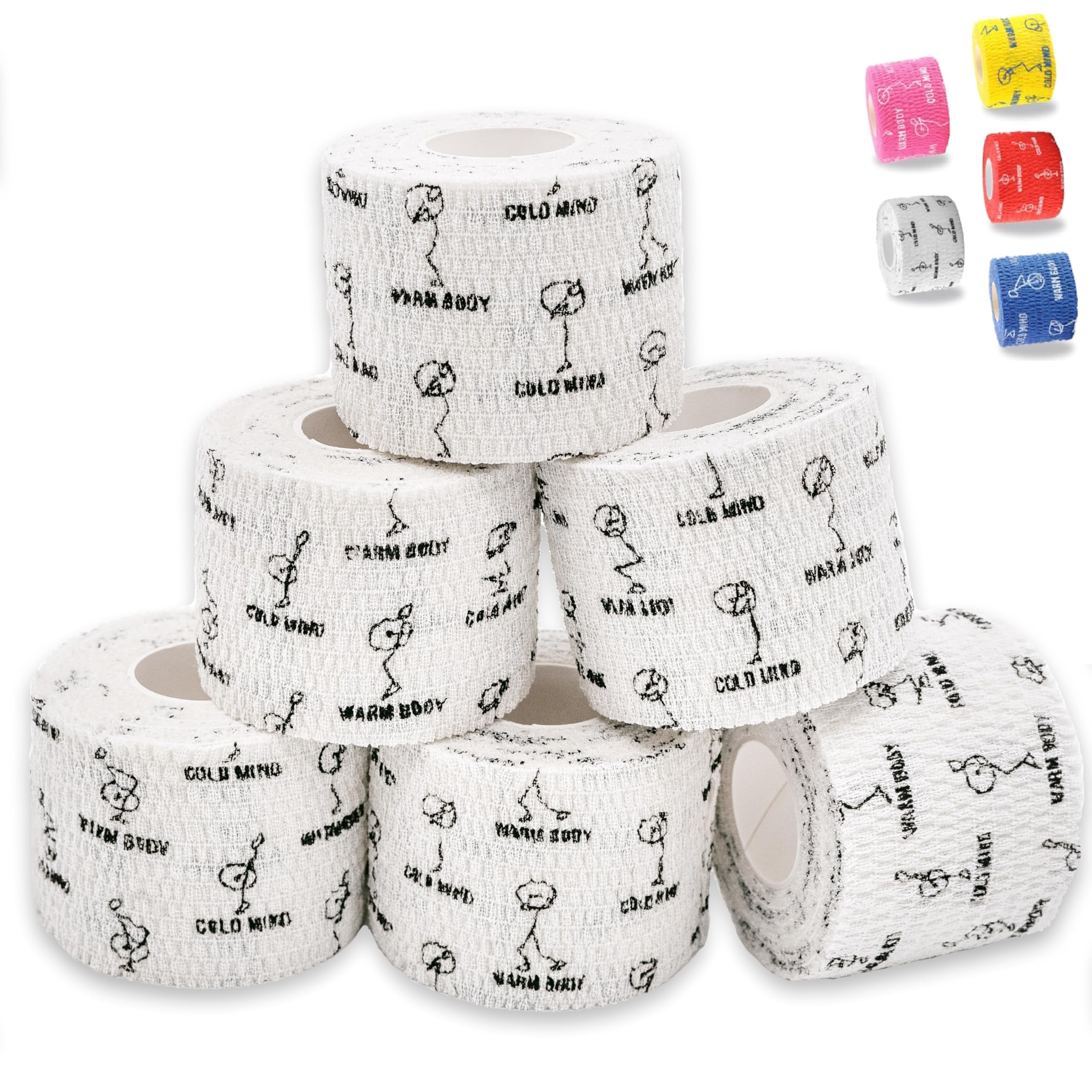 WARM BODY COLD MIND Weight Lifting Thumb Tape - Hook Grip Tape for Crossfit, Weightlifting Powerlifting Deadlift, Sticky & Stretchy Athletic Grip Tape (6 Rolls White, 19ft x 1.85in) — image 1