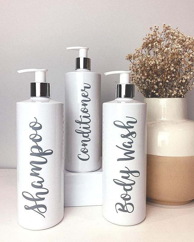Personalised Reusable Pump Dispenser Bottles For Shampoo, Conditioner