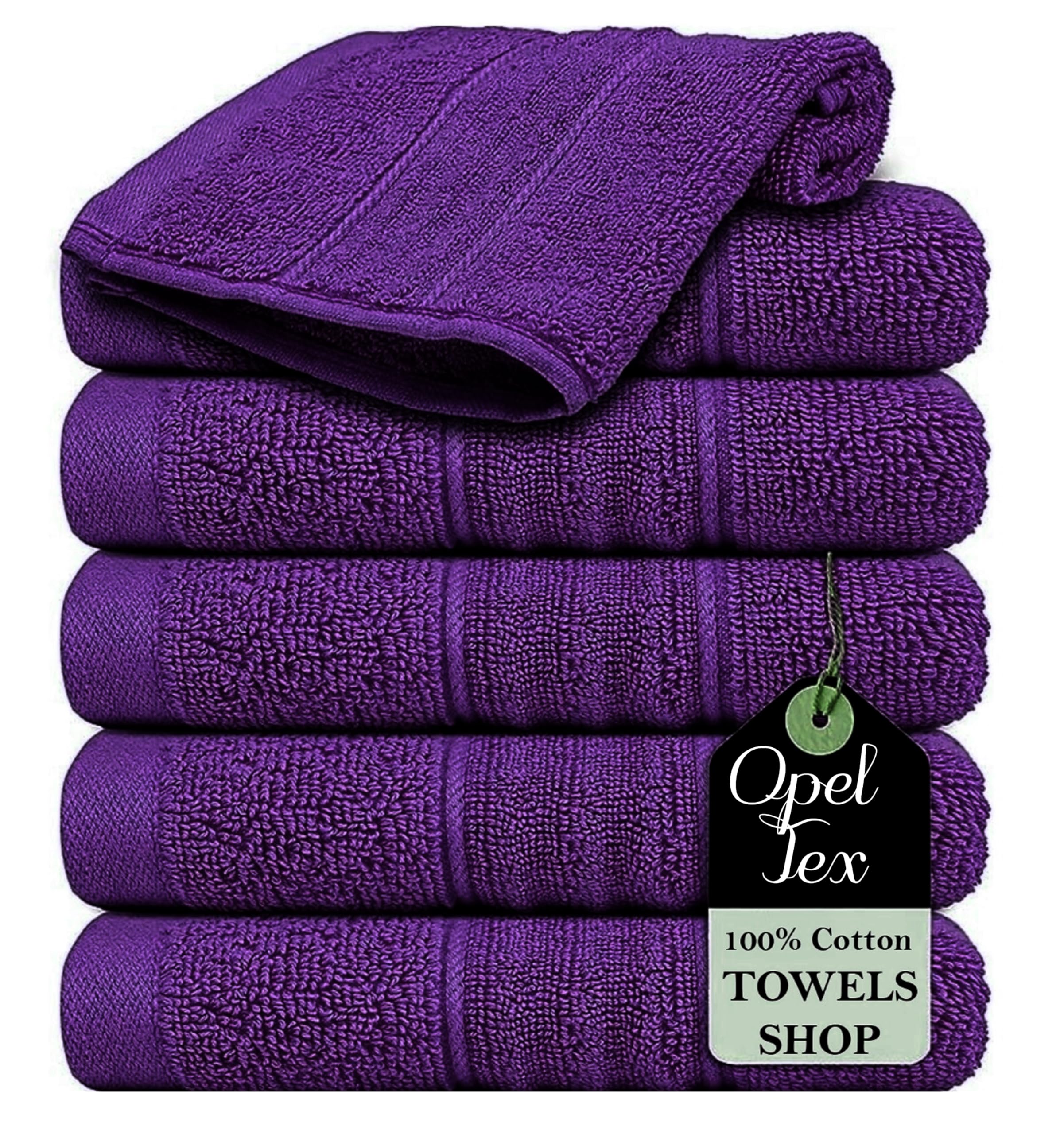 OPEL TEX 6X Face Cloth Flannels 100% Egyptian Cotton Set (30 x 30 cm, 600-GSM) Super Soft Highly Absorbent Quick Dry Hand Washcloths Gym Spa Towels (Purple)