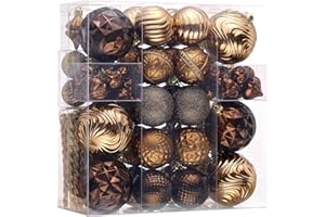 Valery Madelyn 100ct Christmas Tree Decorations Ball Ornament Set, Bronze Copper Brown Gold Shatterproof Hanging Ornaments Bulk for Fall Thanksgiving Autumn Harvest Xmas Holiday Party Decor