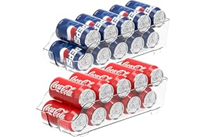 SimpleHouseware Clear Soda Can Beverage Organizer and Dispenser for Refrigerator and Pantry, Set of 2