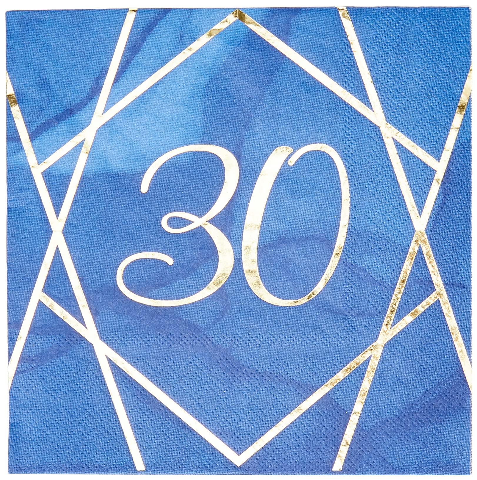 Creative Party Navy and Gold Geode Age 30 Paper Lunch Napkins Foil Stamped | 3 ply | 16 Pieces | PC041DI, 33 x 33 cm