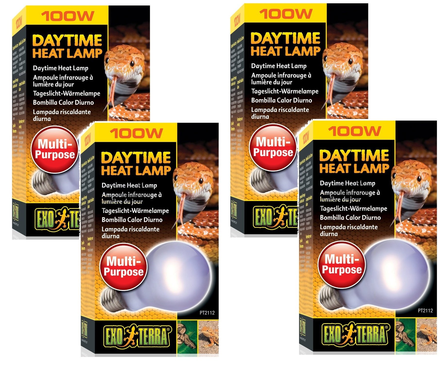 View 1 of (4 Pack) Exo Terra Sun-Glo Neodymium A21 Lamp, 100 Watt