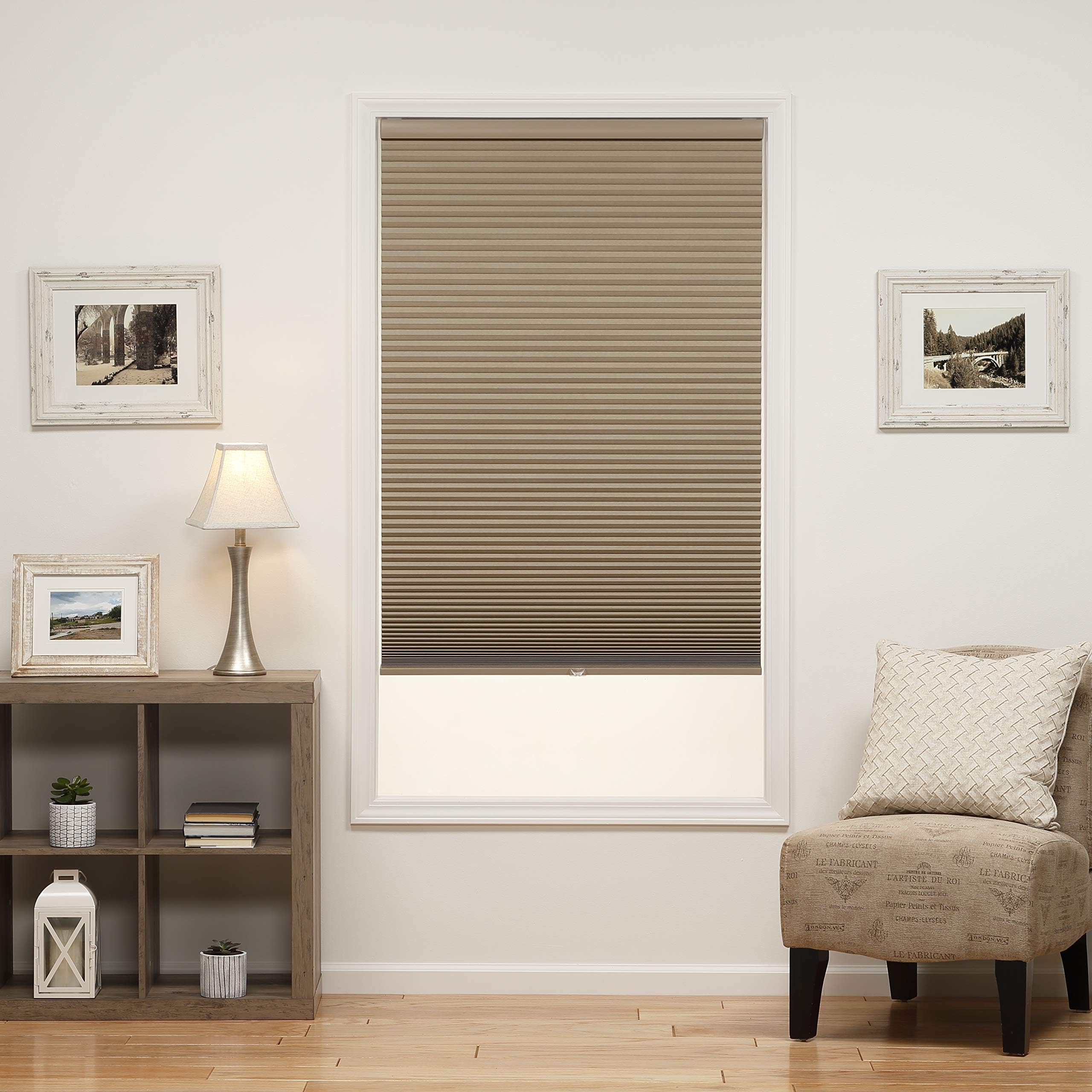 Dez Furnishings QESNWT710640 Cordless Blackout Cellular Shade 71W x 64L Inches Sand