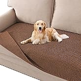 H.VERSAILTEX Plush Chenille Dog Bed Cover Thick Soft Sofa Cover for 3 Cushion Couch Anti Slip Couch Cover Furniture Protector for Dog, Pet, Cat (35" x 74", Caramel)