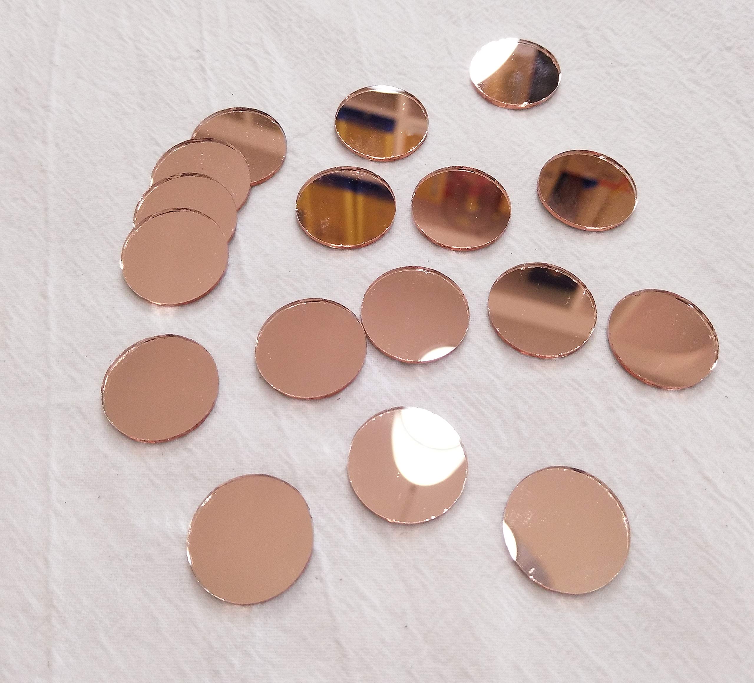 2CM Tiny Round Glass Mirror Circles, Real Glass Round Mirror for Crafts, Traveling, Framing, Decoration, and DIY Projects (2.0CM Dia, Rose Gold Mirror)