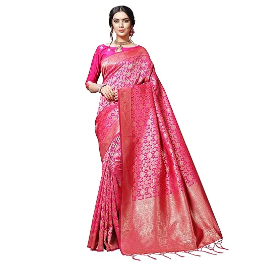 Anand Sarees Kanjivaram & Banarasi Jacquard Silk Saree With Unstitched Blouse Piece
