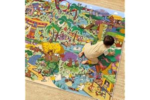 HAZO HAUS Whimsical Jungle Rug 6x9 for Kids Playroom – Bright Animal Safari, Forest & Playground Scene – Perfect for Classrooms or Play Corners
