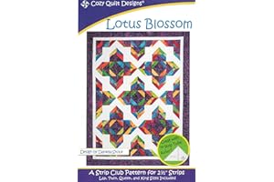 COZY QUILT DESIGNS Lotus Blossom Quilt Pattern, Jelly Roll 2.5" Strip Friendly, 4 Finished Size Options