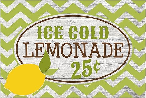 Amazon Com Ice Cold Lemonade 25 Cents Rustic Kitchen Metal Sign 12 X 8 Home Kitchen
