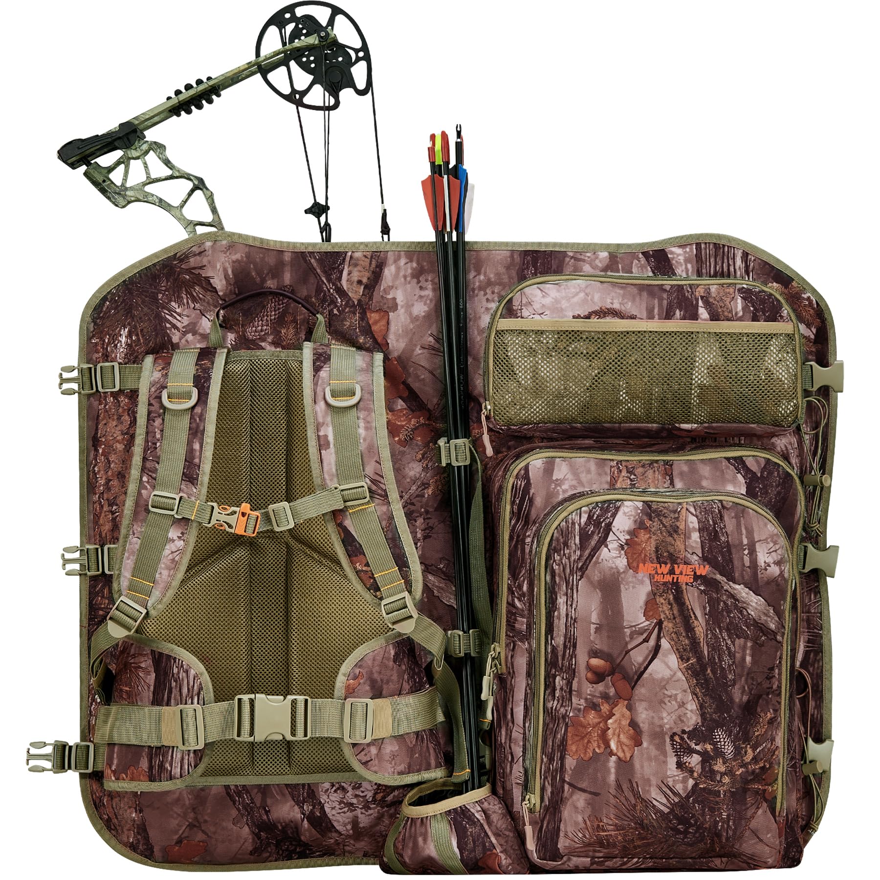 Photo 1 of NEW VIEW Bow Hunting Backpack with Bow Holder, Camo Hunting Backpacks for Men, Large Saddle Hunting Pack for Compound Bow, Bow Hunting Accessories Gear